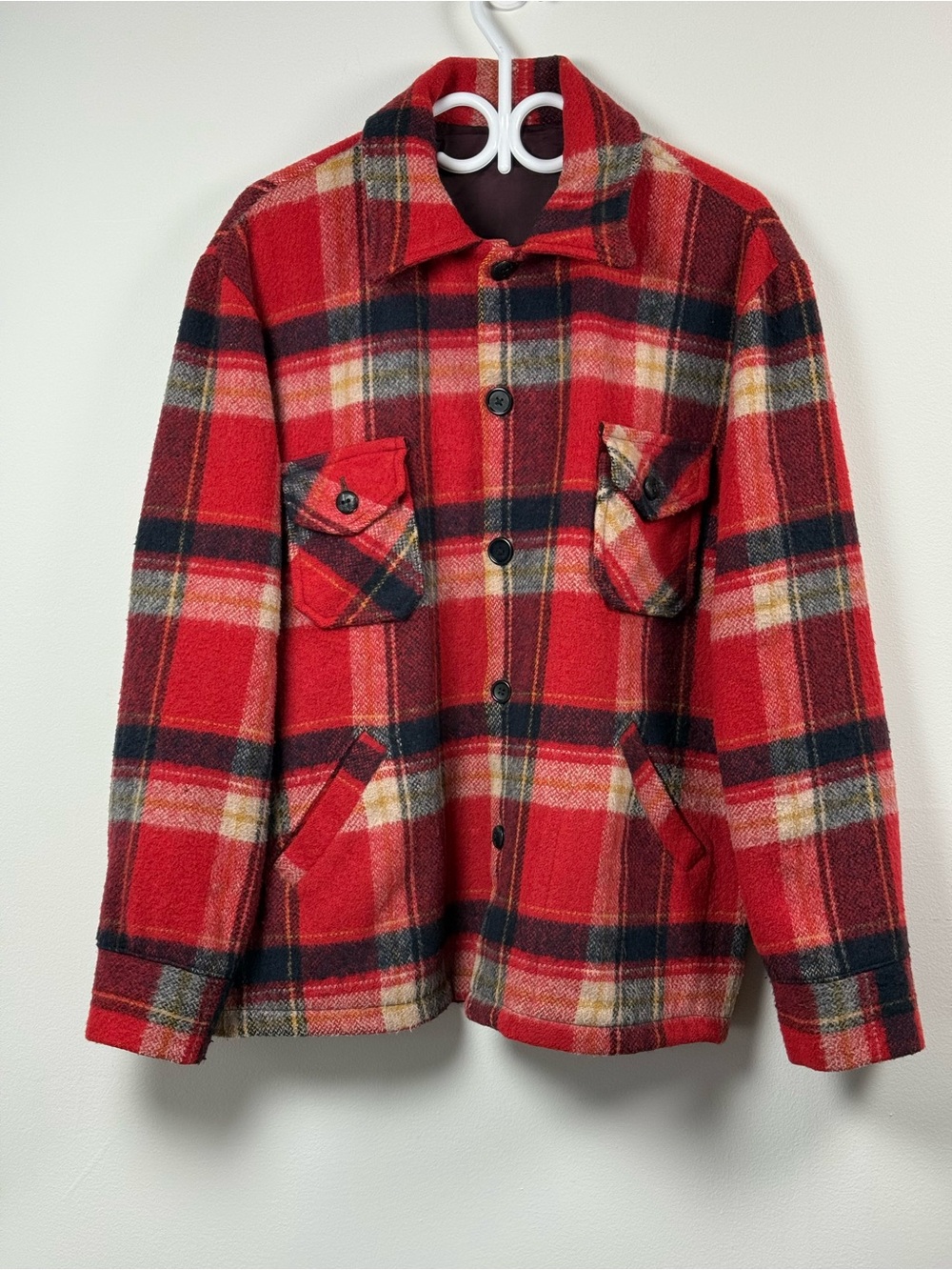 Vintage Baribeau Woollen Jac Shirt Plaid Jacket Size 44 (fits like a Large)